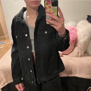 H&M black denim oversized jean jacket